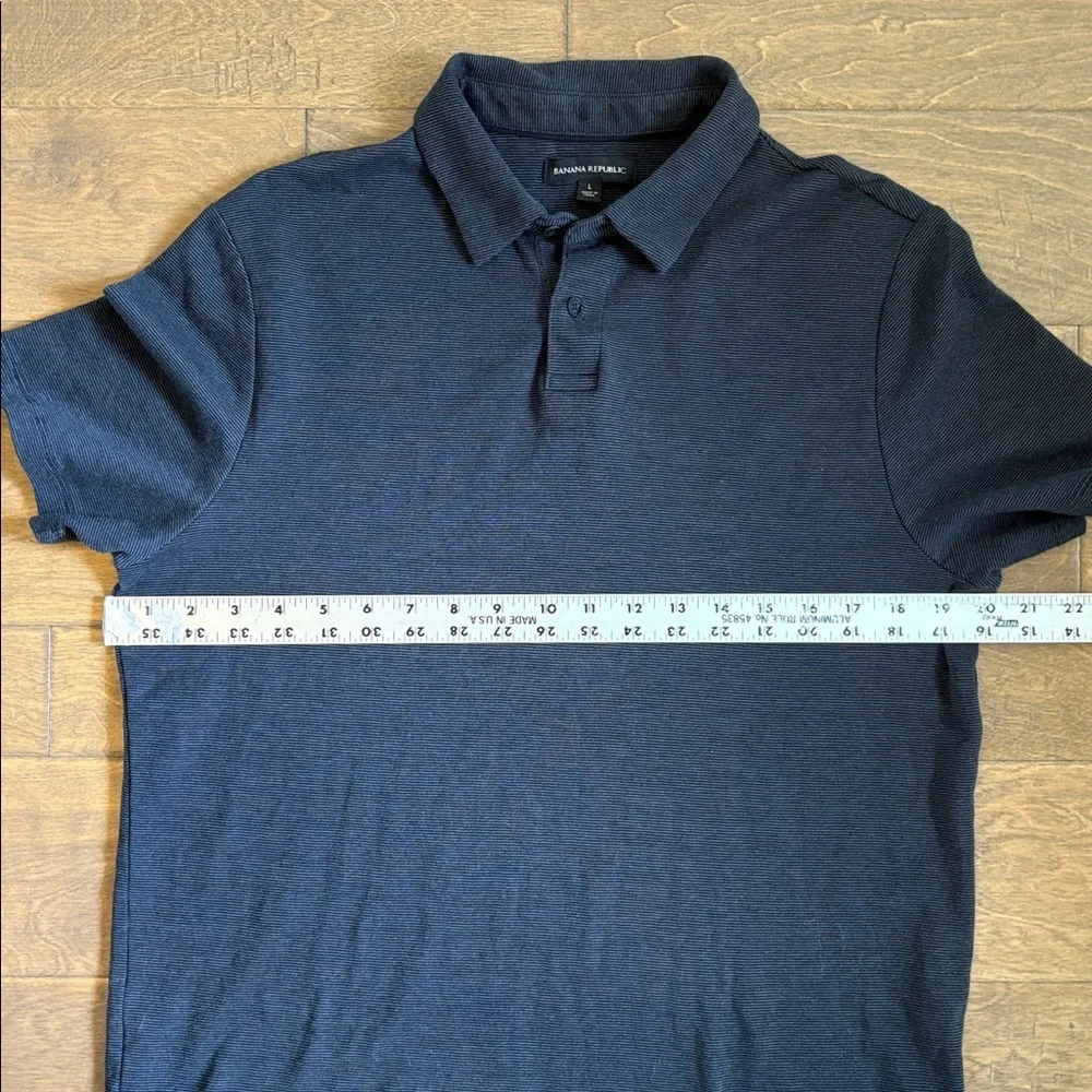 Banana Republic Men’s Polo Cotton Black Gray Pinstripes Size Large
